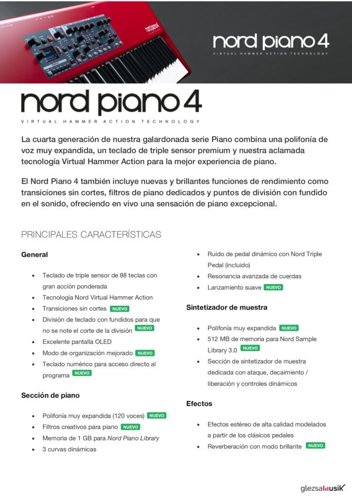 NORD PIANO 4 – Información general